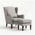 sillón de lectura gris claro con reposapies de madera 90 x 80 x 100cm