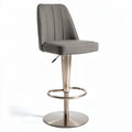 Taburete ajustable de bar en tela gris con base de acero inoxidable 40 x 40 x 100cm