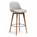 Taburete de bar de tela gris con patas de madera de 45 x 45 x 110cm