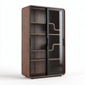 Armario vitrina de madera con puertas de cristal 80 x 40 x 180cm