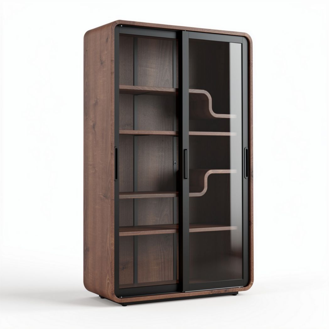 Armario vitrina de madera con puertas de cristal 80 x 40 x 180cm