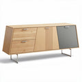 Mueble de salón de madera de haya con 3 cajones y puerta corrediza 120 x 40 x 70cm